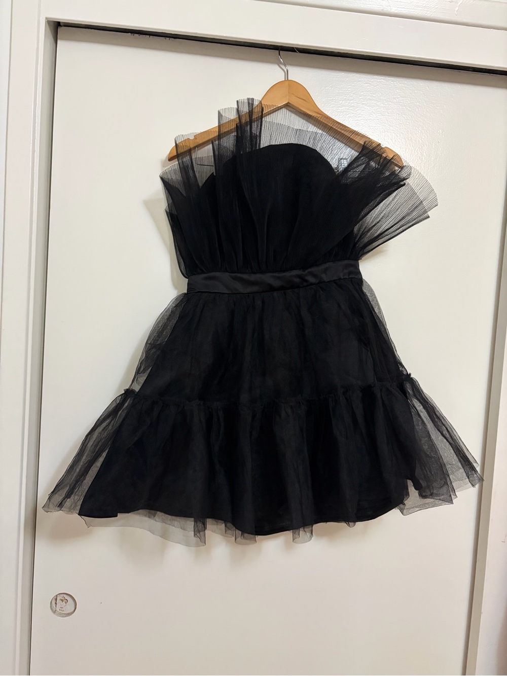 Showpo Amalya Mini Dress Tiered Tulle Fit And Flare Dress In Black - Picture 13 of 15